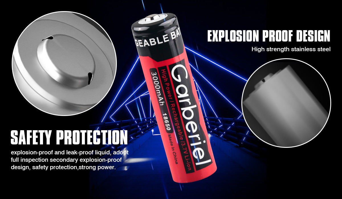 Garberiel 3.7V 3000mAh 18650 Rechargeable Li-ion Battery 1PC