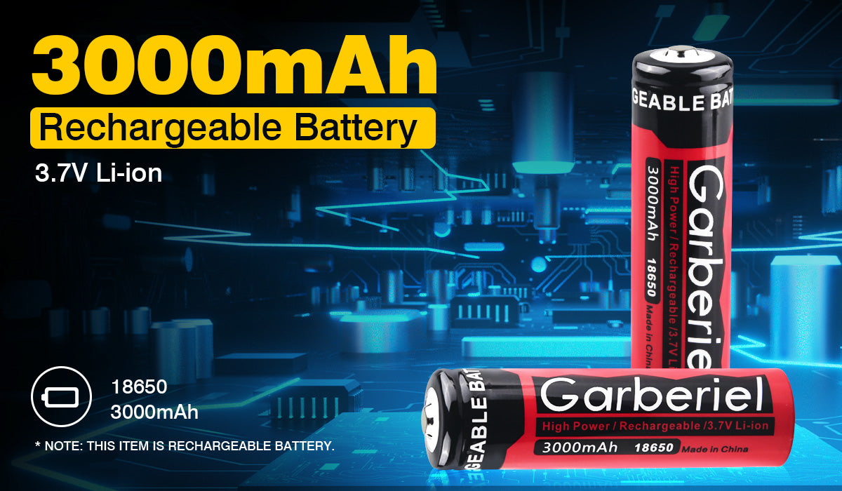 Garberiel 3.7V 3000mAh 18650 Rechargeable Li-ion Battery 1PC