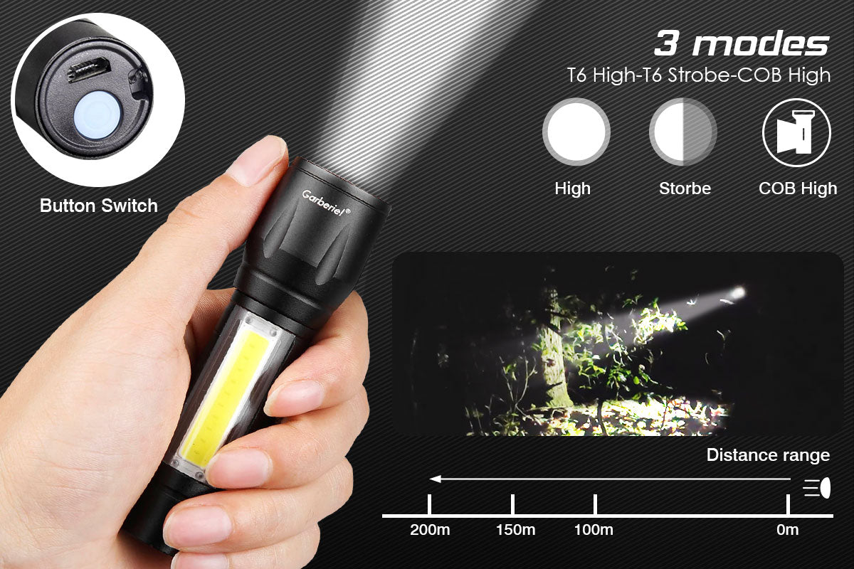 Mini COB Flashlight Built in Battery USB Cable with Box