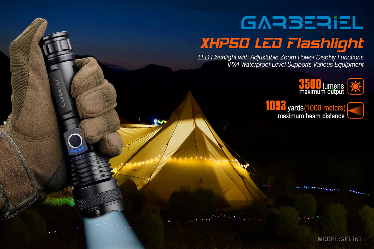 Garberiel XHP50 3500 Lumens Rechargeable Flashlight