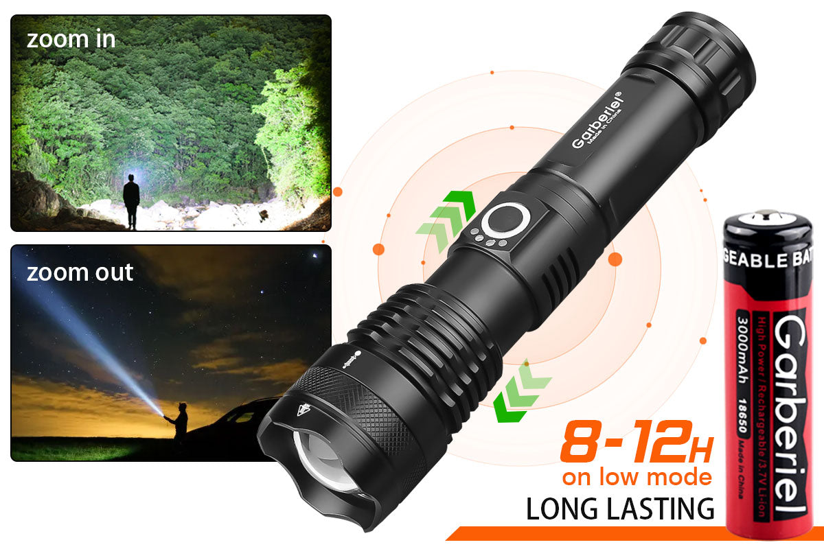 XHP70 Flashlight with 18650 Battery 5000 High Lumens