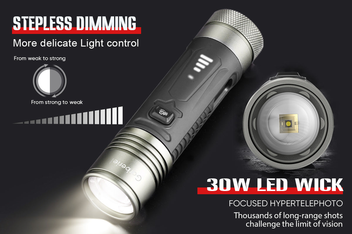 Garberiel 30Watt LED Strong Flashlight with 6561 Feet