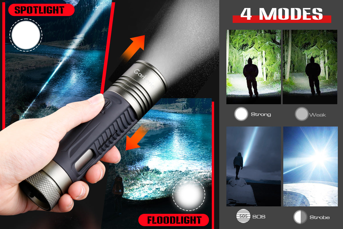 Garberiel 30Watt LED Strong Flashlight with 6561 Feet