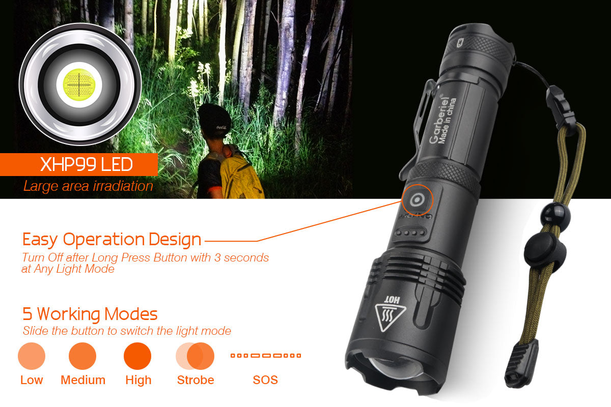 Garberiel XHP99 LED 6000 Lumens Flashlight