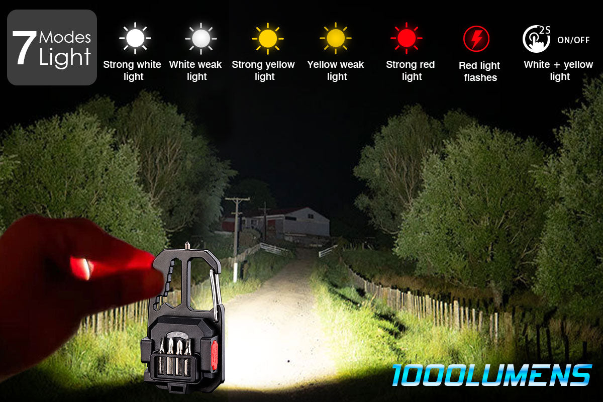1000LM Mini COB Keychain Work Flashlights with Tripod
