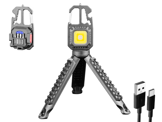 1000LM Mini COB Keychain Work Flashlights with Tripod