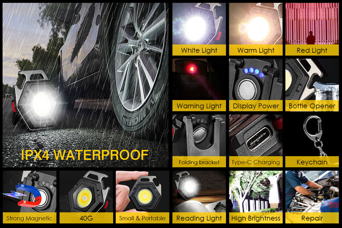 Mini COB 1000LM Keychain Work Light Rechargeable