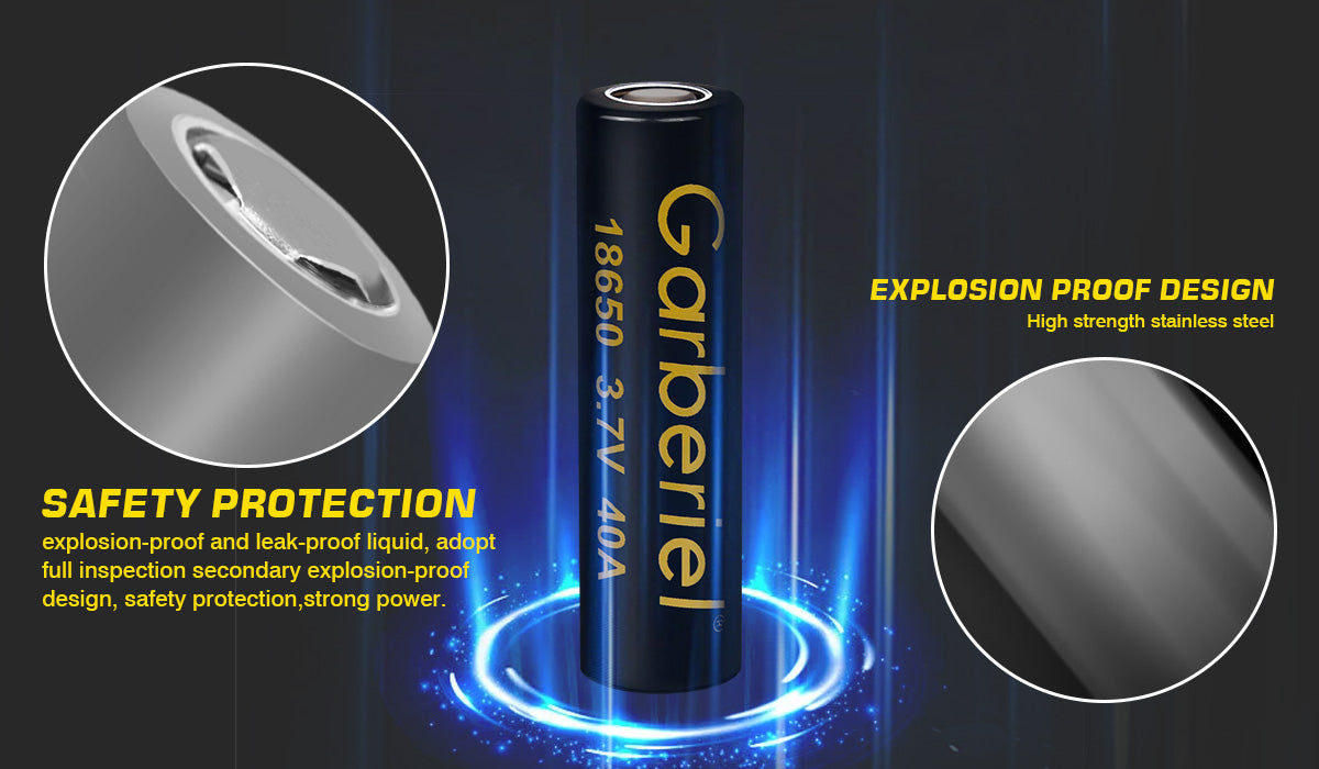 Garberiel 18650 3.7V 40A High Power Flat Top Battery