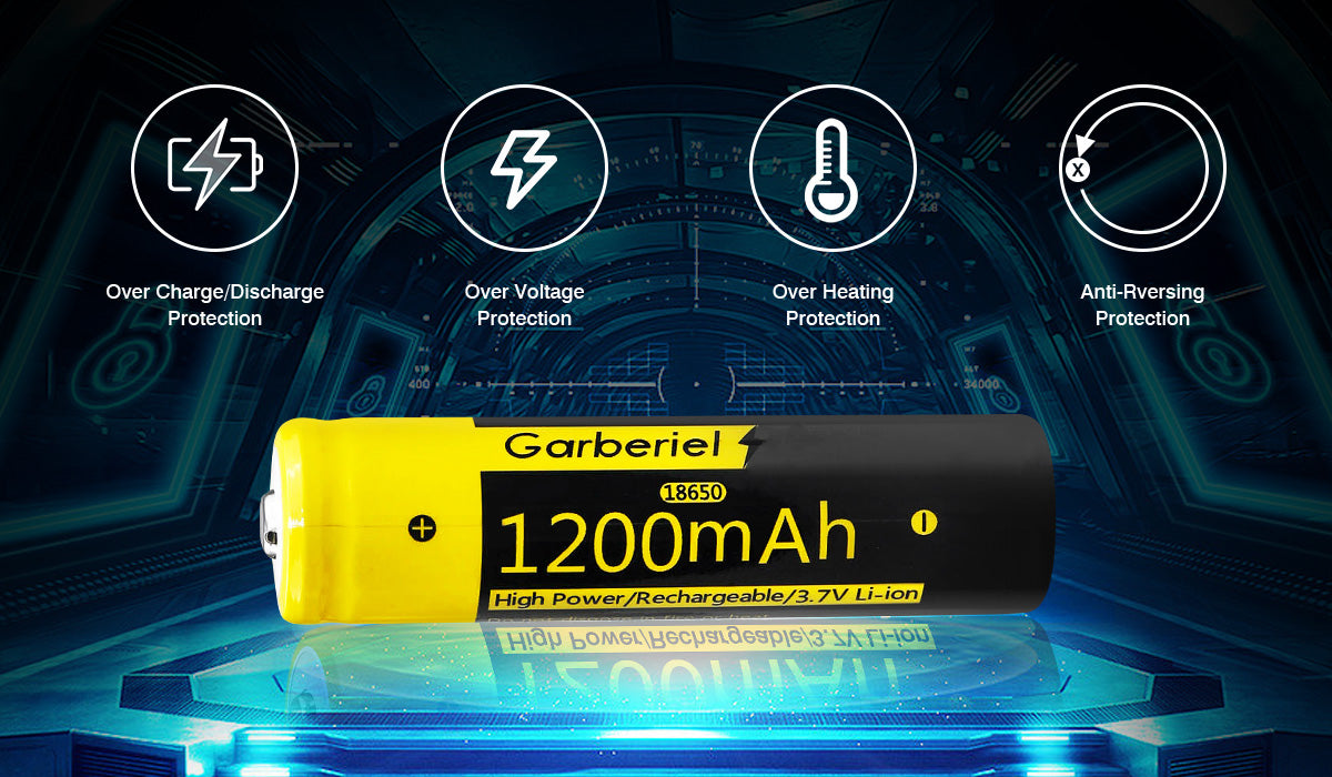 4 Pack 18650 1200mAh Li-ion Batteries + 2 Pack Dual Charger