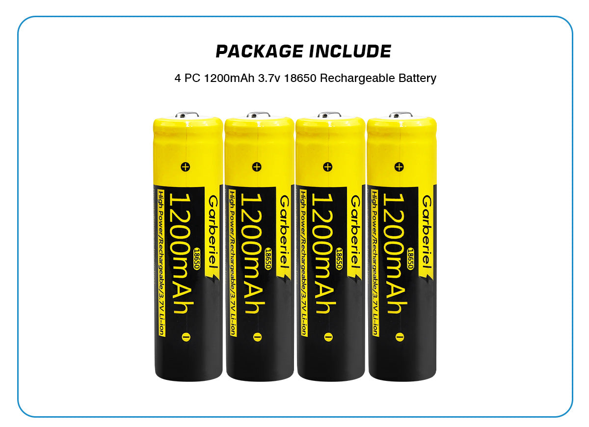 4 Pcs Rechargeable 18650 Li-ion Batteries 1200mAh