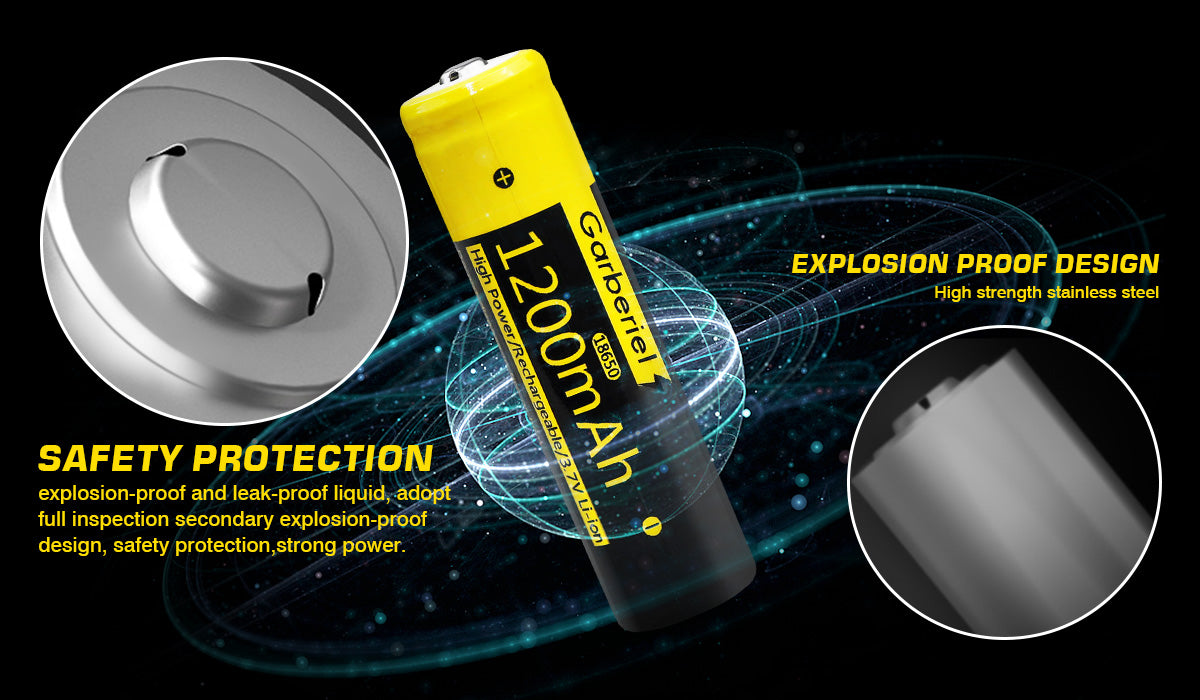 4 Pack 18650 1200mAh Li-ion Batteries + 2 Pack Dual Charger