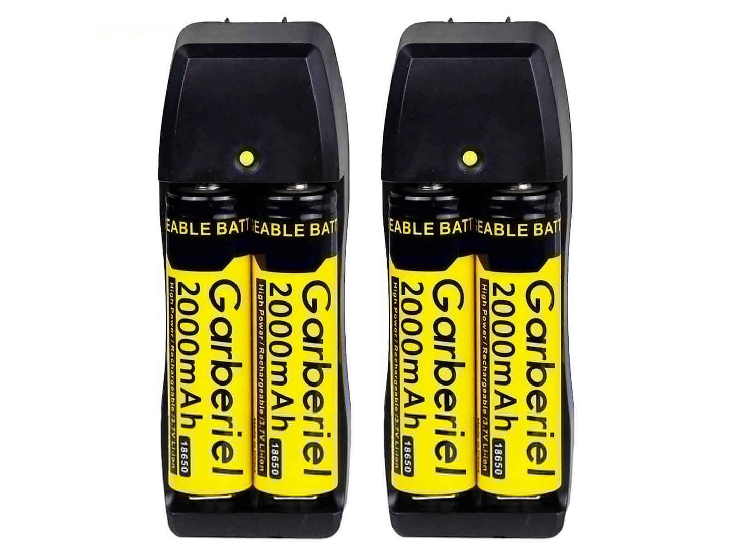4 Pack 2000mAh Rechargeable 18650 Battery & 2 US Dual Charger