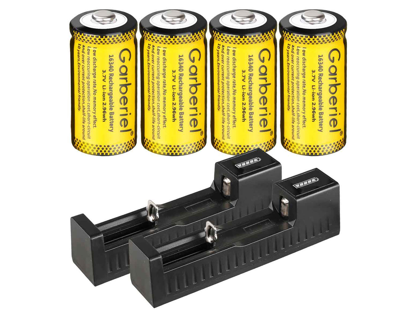 2 Pc Smart Charger with 4 Pc 16340 Rechargeable Battery