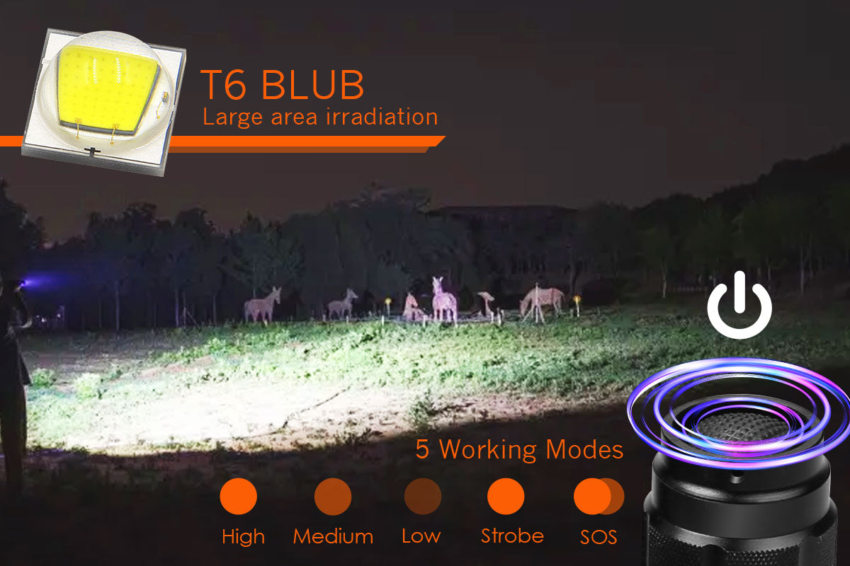 Garberiel LED T6 Bulb Tactical Flashlight with Durable Body