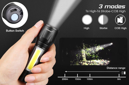 Mini COB Flashlight Built in Battery USB Cable with Box