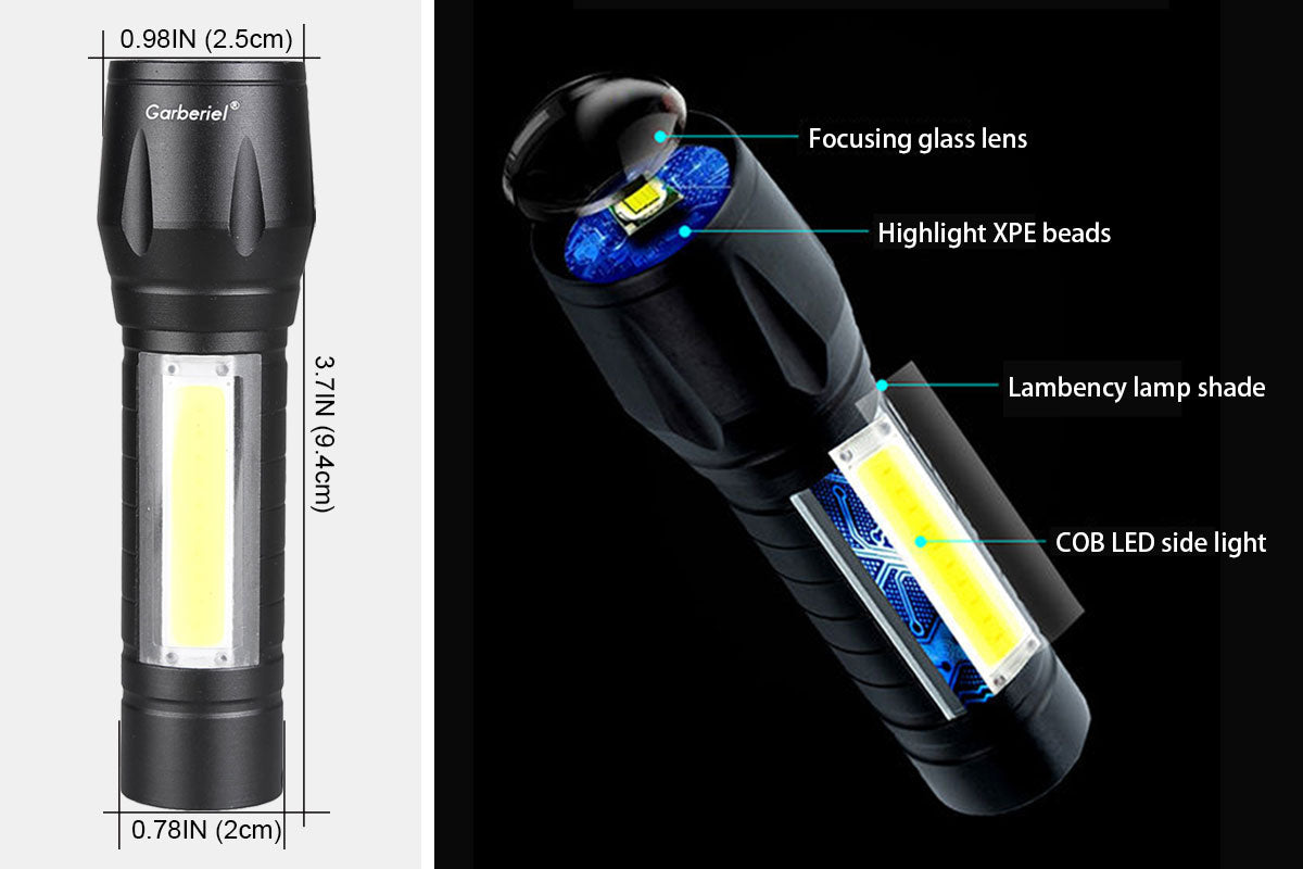 Mini COB Flashlight Built in Battery USB Cable with Box