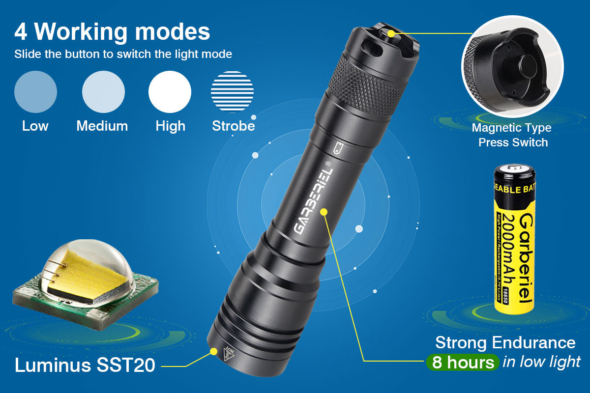 Garberiel Scuba Diving Flashlight DL01 Underwater 328ft