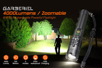 2 PACK XHP50 LED Waterproof Flashlight with Battery