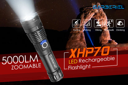 XHP70 Flashlight with 18650 Battery 5000 High Lumens