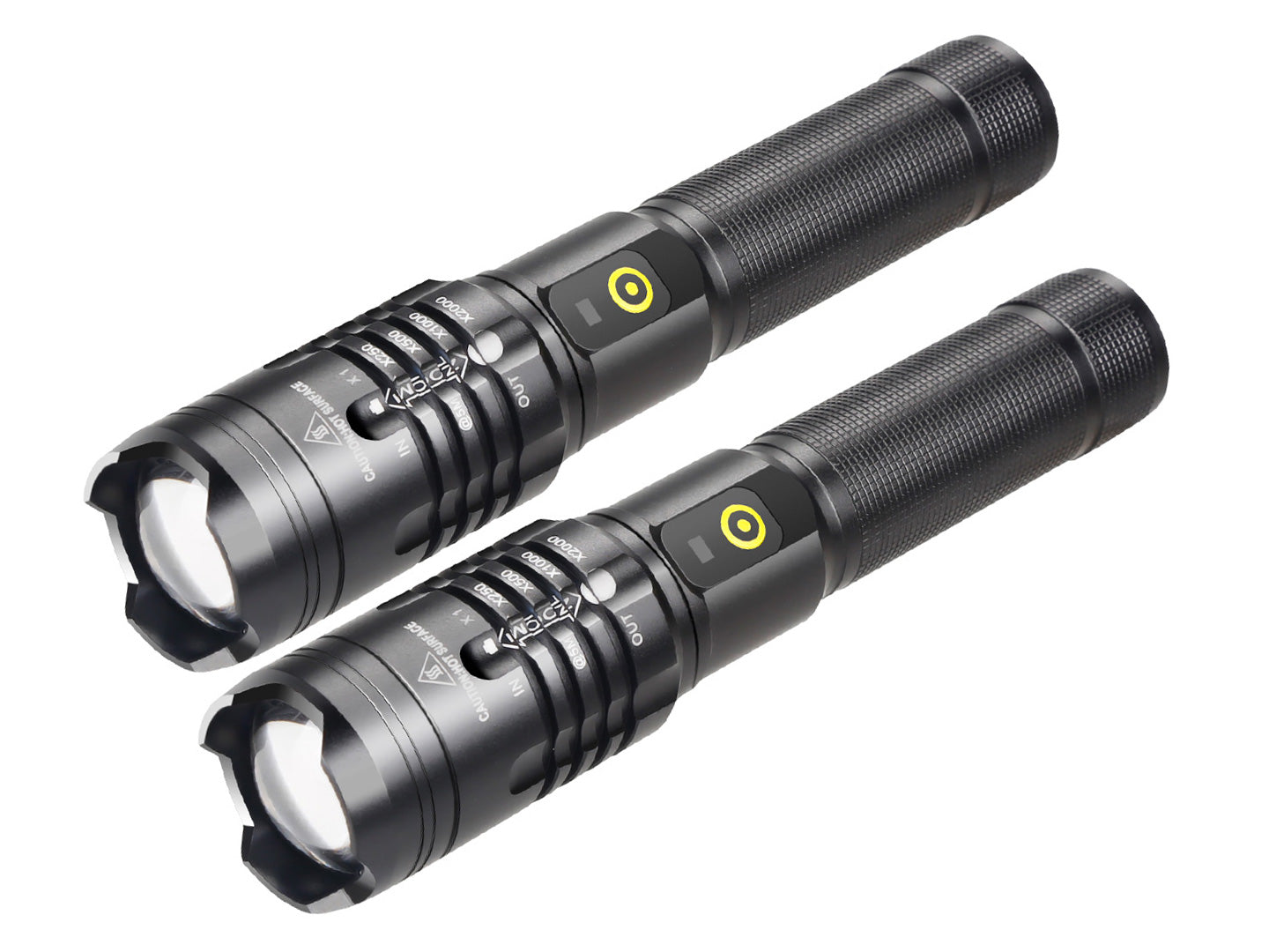 2 PACK XHP50 LED Waterproof Flashlight with Battery