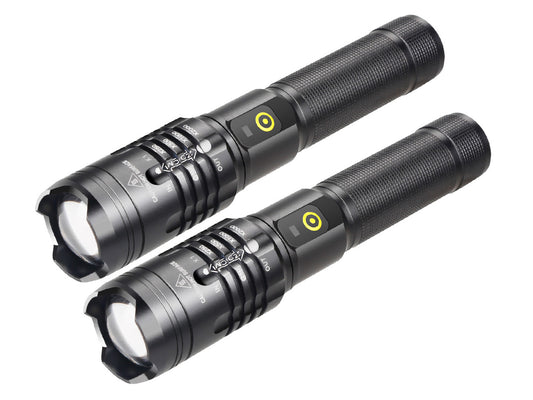 2 PACK XHP50 LED Waterproof Flashlight with Battery