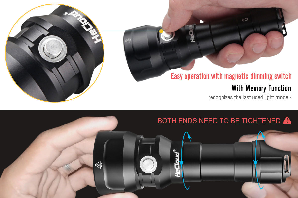 2000 Lumen Diving Flashlight Underwater 150 Meters (492 ft)