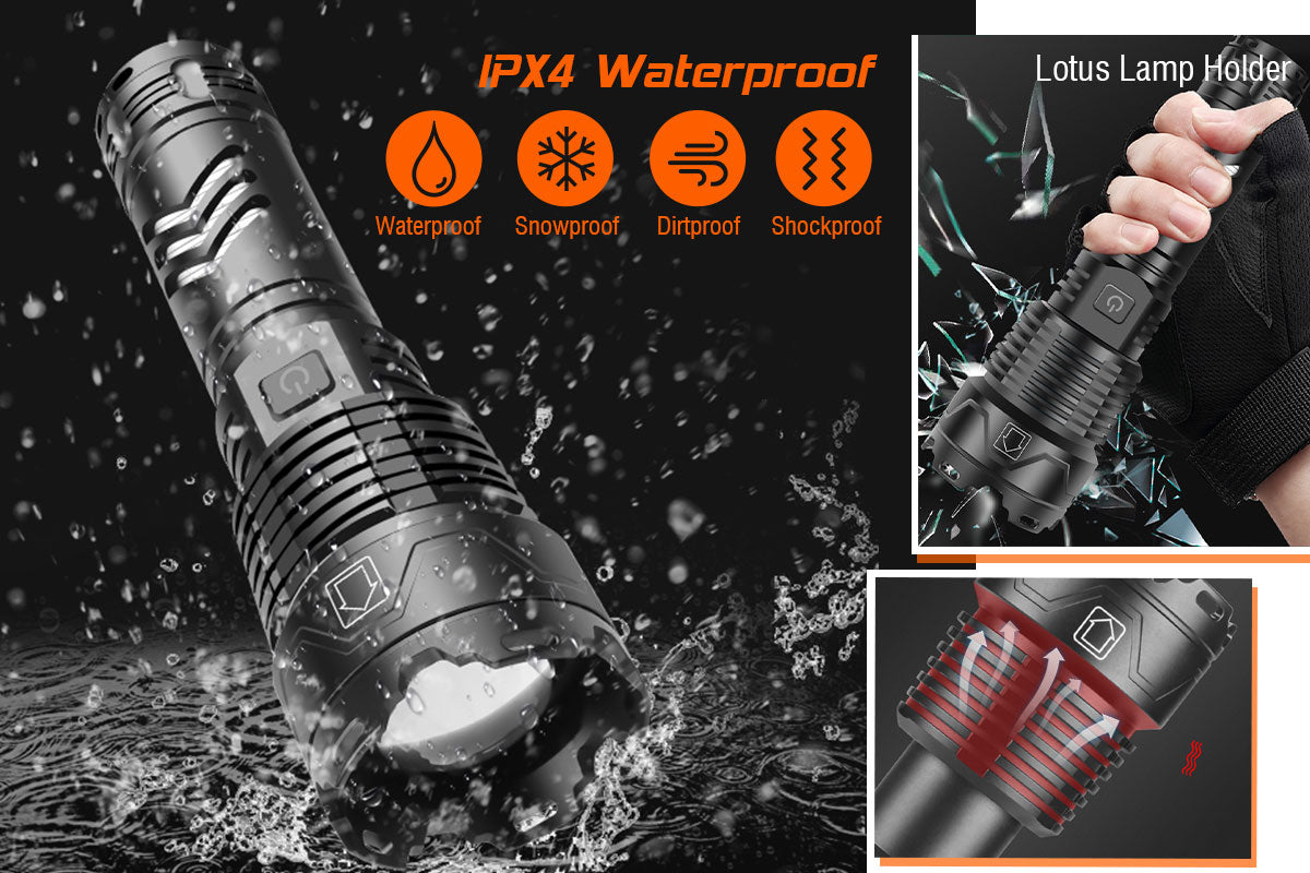Garberiel XHP160 Zoomable Flashlight with Battery