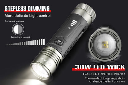 Garberiel 30Watt LED Strong Flashlight with 6561 Feet