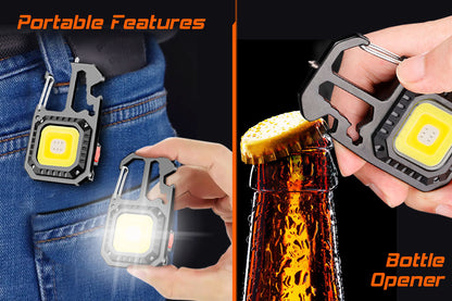 1000LM Mini COB Keychain Work Flashlights with Tripod