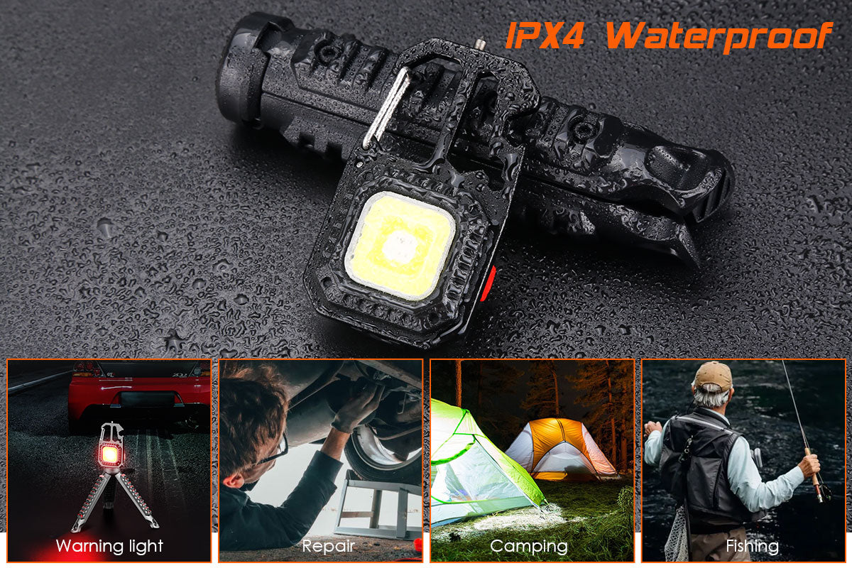 1000LM Mini COB Keychain Work Flashlights with Tripod