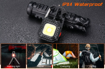 1000LM Mini COB Keychain Work Flashlights with Tripod