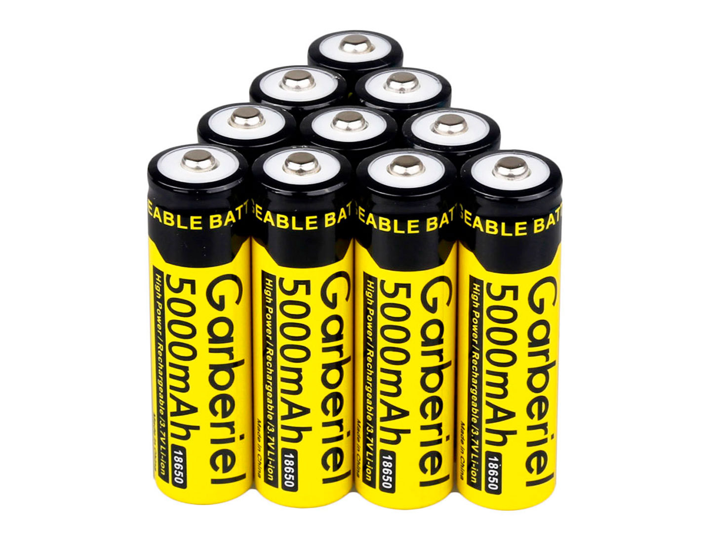 10 Pieces 5000mAh 3.7V Rechargeable 18650 Battery