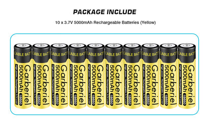 10 Pieces 5000mAh 3.7V Rechargeable 18650 Battery