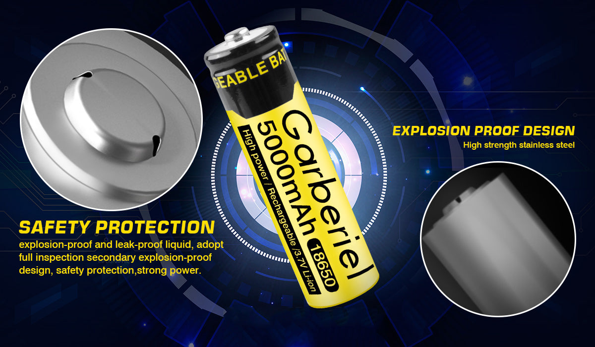 10 Pieces 5000mAh 3.7V Rechargeable 18650 Battery