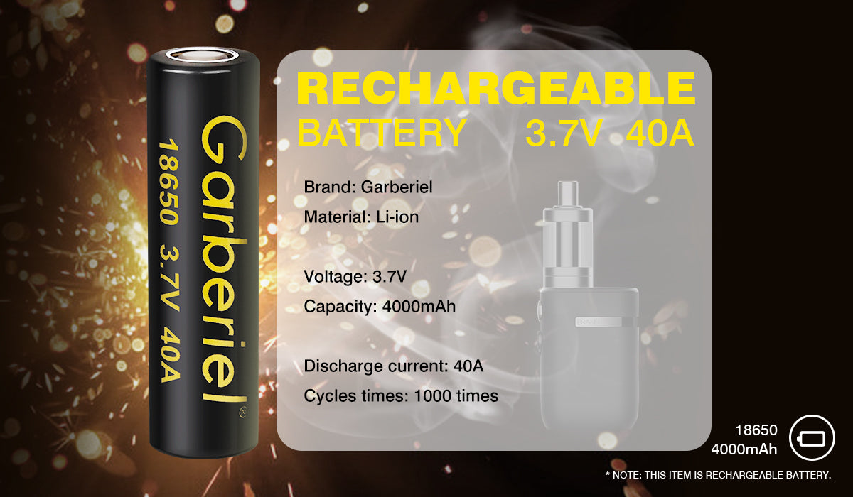 Garberiel 18650 3.7V 40A High Power Flat Top Battery