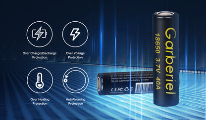 Garberiel 18650 3.7V 40A High Power Flat Top Battery