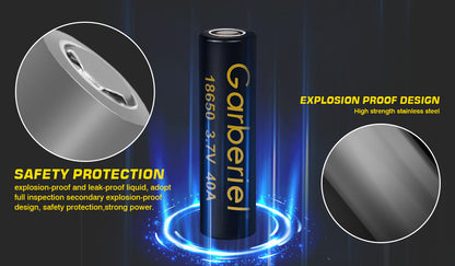 Garberiel 18650 3.7V 40A High Power Flat Top Battery