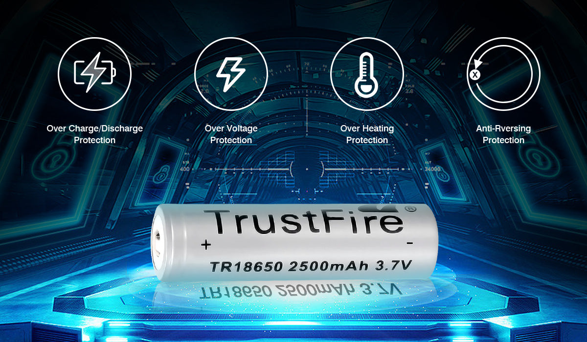 4 pcs Trustfire 3.7V 18650 Battery 2500mAh (Gray)