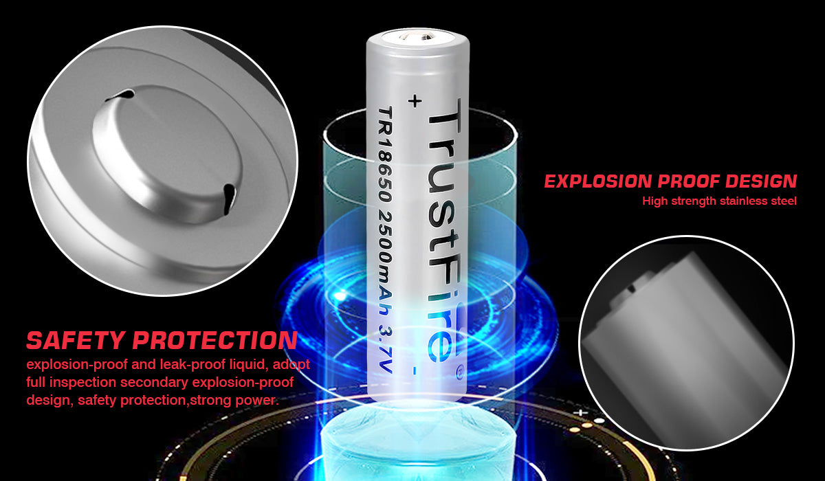 4 pcs Trustfire 3.7V 18650 Battery 2500mAh (Gray)