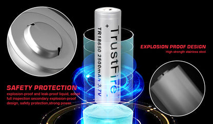 4 pcs Trustfire 3.7V 18650 Battery 2500mAh (Gray)