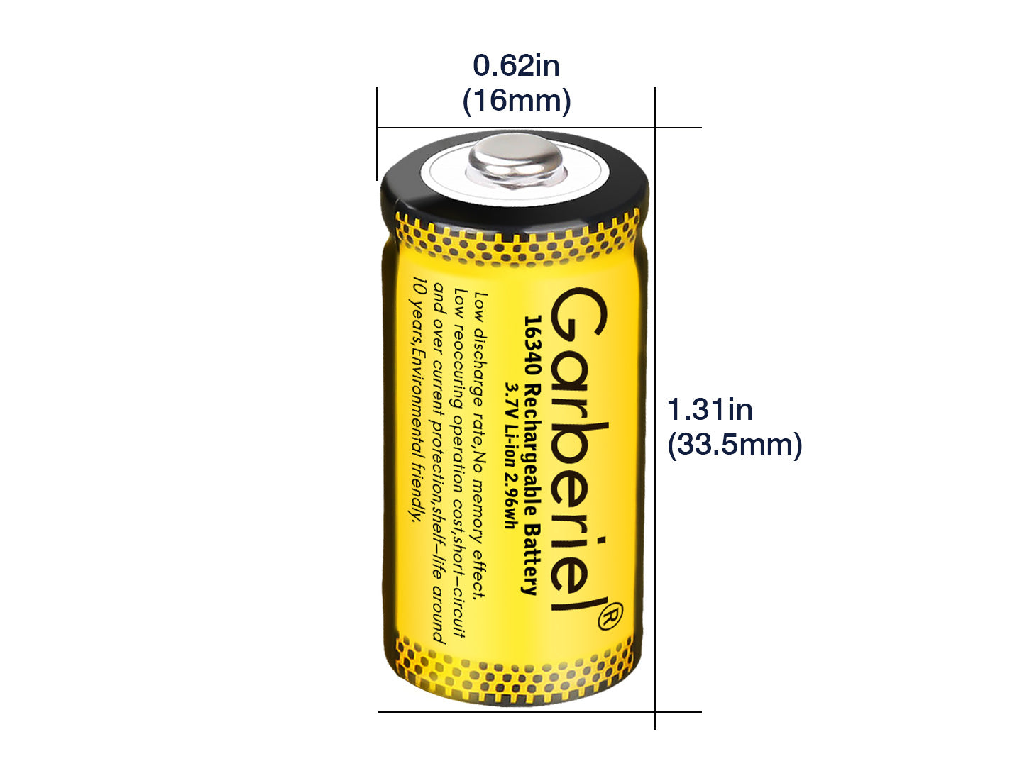 10 PACK 16340 CR123A Rechargeable Battery 3.7V