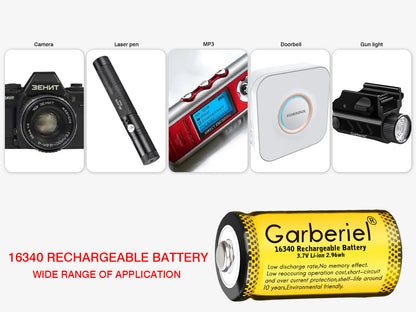 10 PACK 16340 CR123A Rechargeable Battery 3.7V