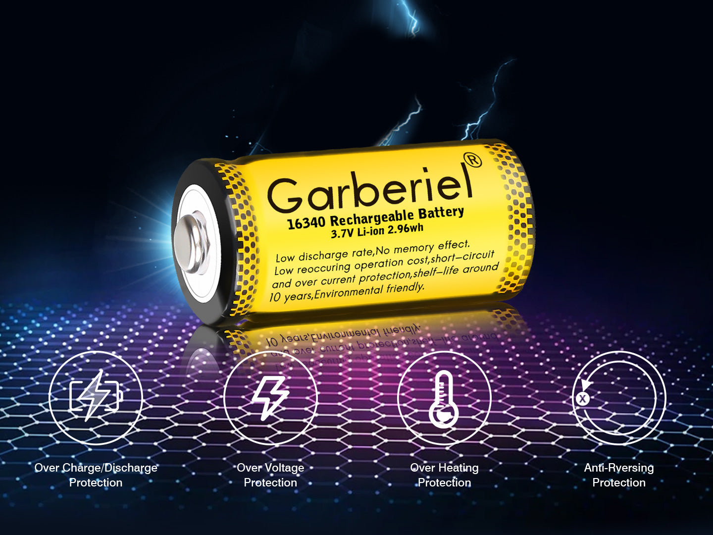 10 PACK 16340 CR123A Rechargeable Battery 3.7V