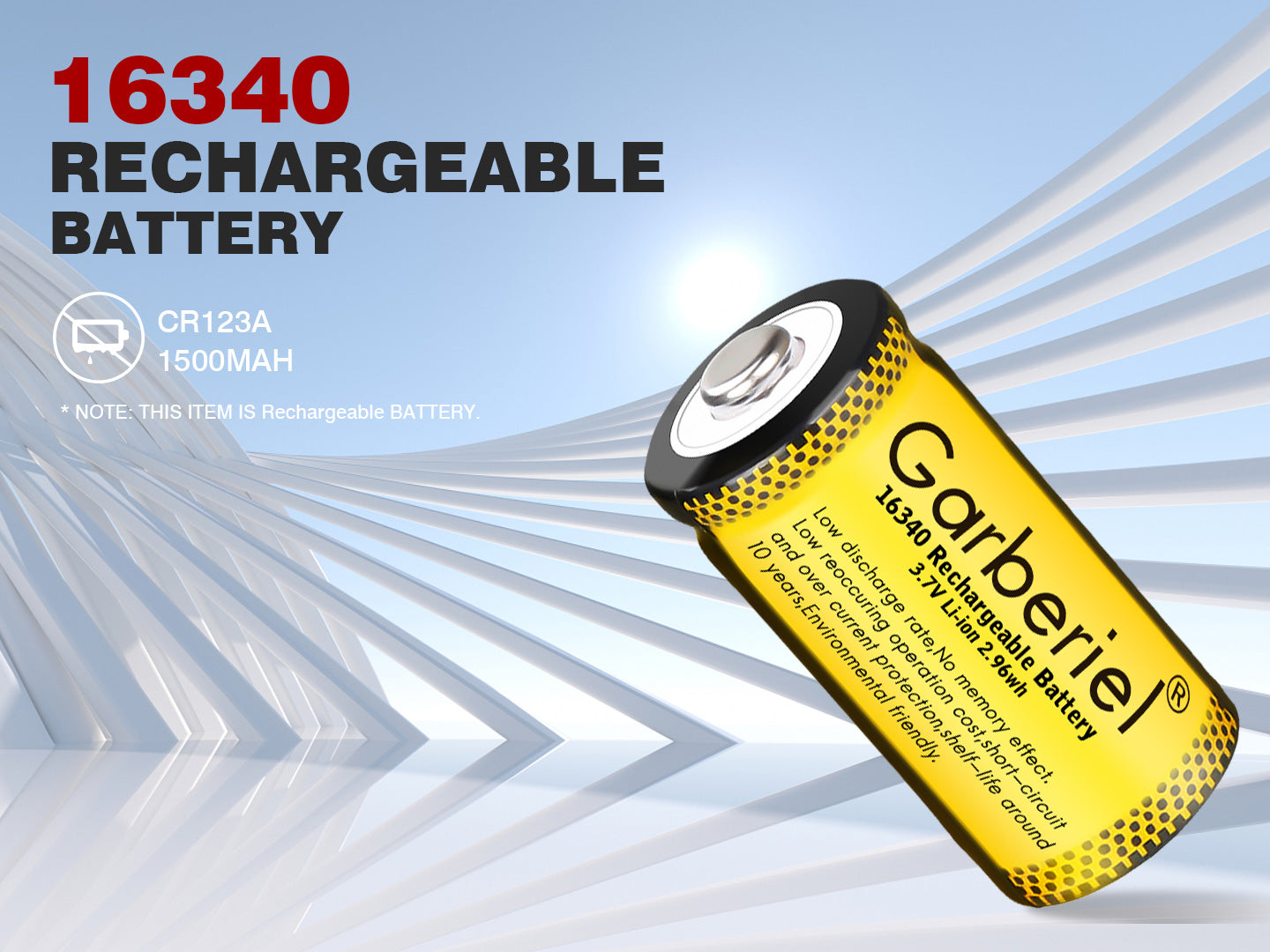 10 PACK 16340 CR123A Rechargeable Battery 3.7V