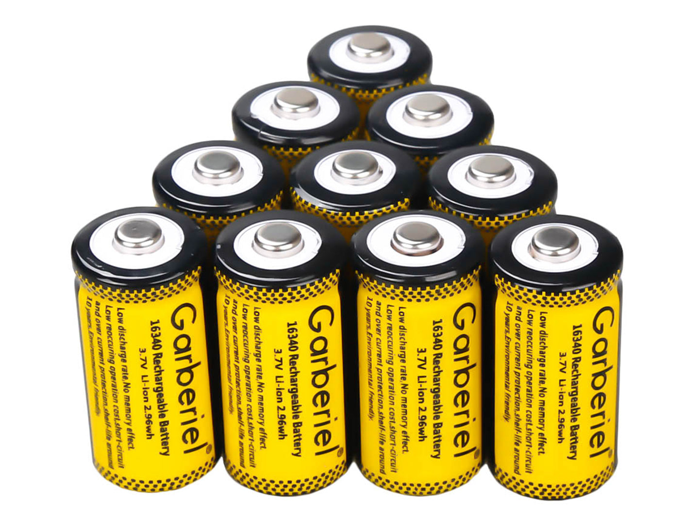10 PACK 16340 CR123A Rechargeable Battery 3.7V