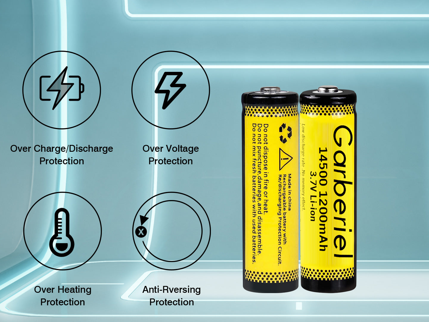 10pcs Garberiel 14500 AA Battery 3.7V Lithium Battery