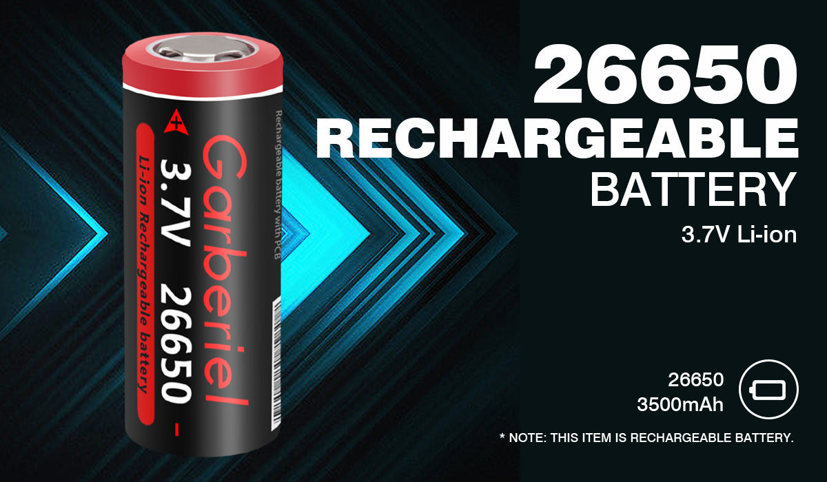 4 PCS 3500mah 3.7V Rechargeable 26650 Flat Top Battery