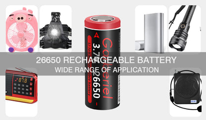 4 PCS 3500mah 3.7V Rechargeable 26650 Flat Top Battery