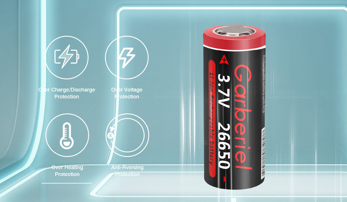 4 PCS 3500mah 3.7V Rechargeable 26650 Flat Top Battery