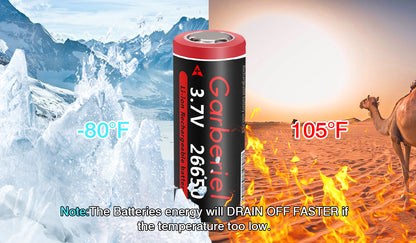 4 PCS 3500mah 3.7V Rechargeable 26650 Flat Top Battery